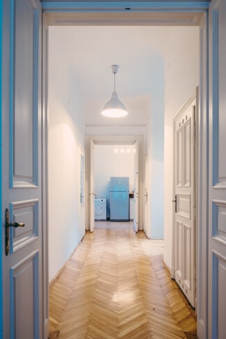 Wide hallway with lovely floorboards Wide hallway with lovely floorboards