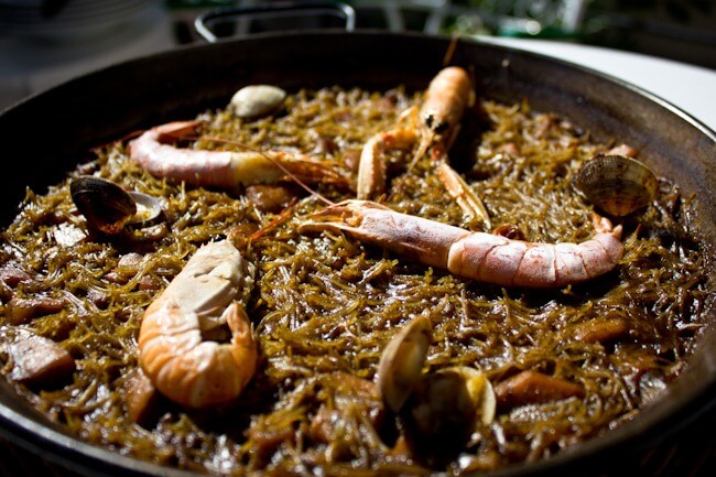 Seafood Fideua in Palafrugell Costa Brava Seafood Fideua in Palafrugell Costa Brava
