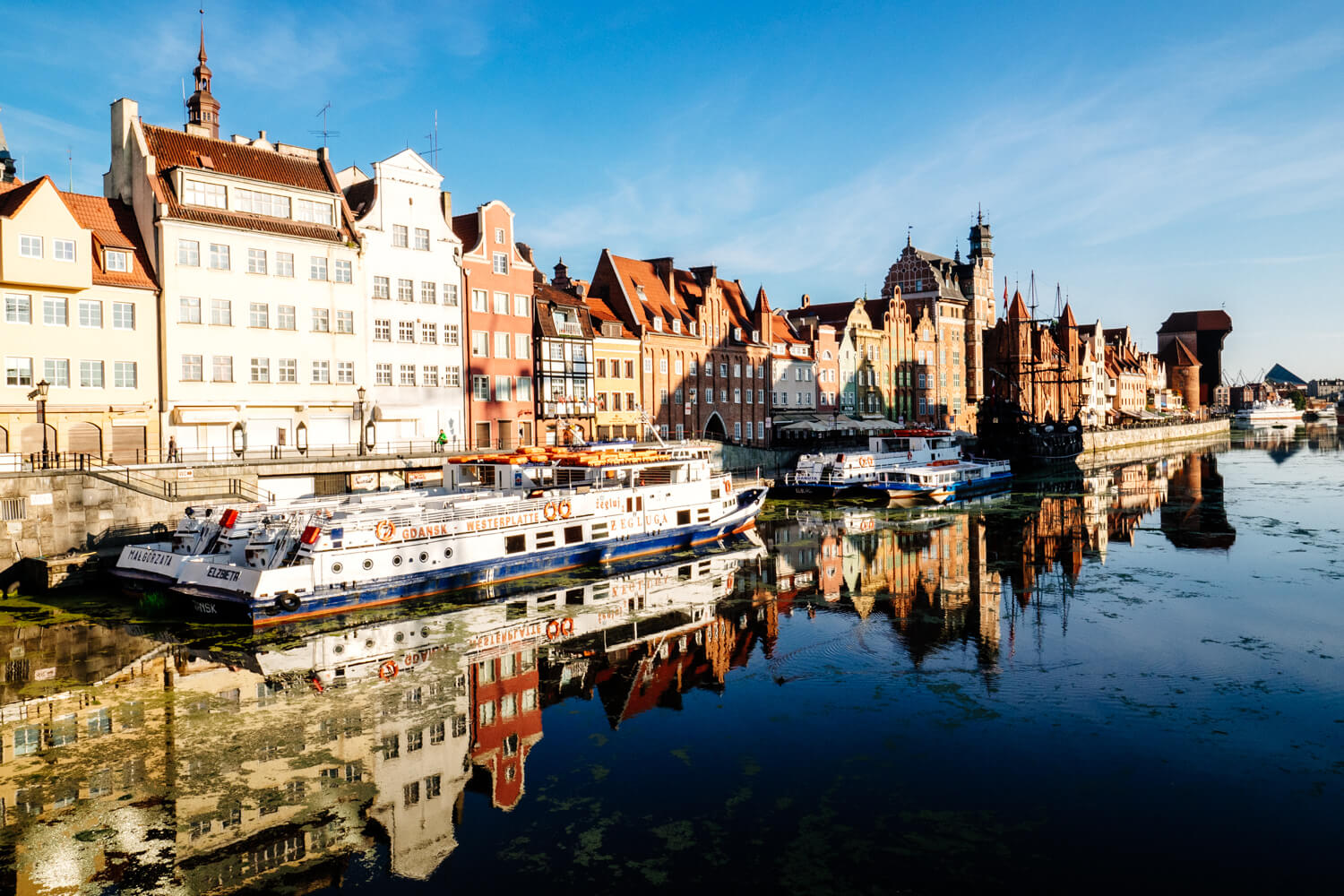 Gdansk, Poland. Gdansk, Poland. The riverfront area with gable rooftops and the medieval crane.