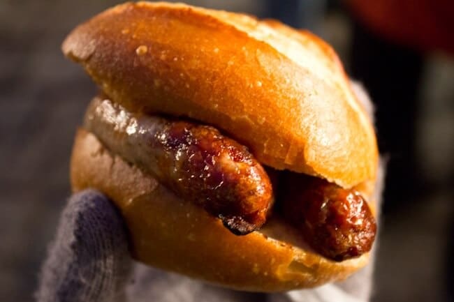Nuremberg Bratwurst Sausage at the Christmas Markets