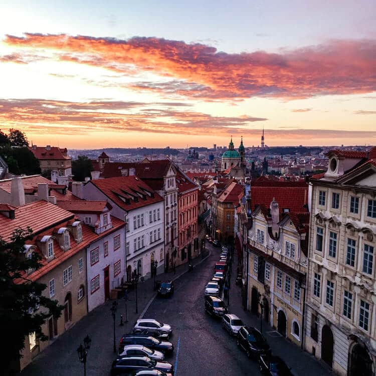 Sunrise over Prague Sunrise from the Golden Star Hotel Prague