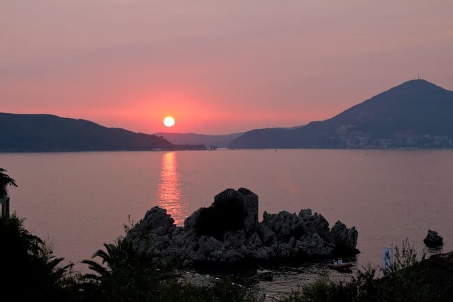 Pink Sunset Over Budva in Montenegro